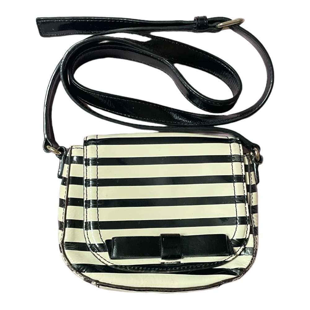 Kate Spade Chelsea Park Porter Patent Striped Bow Accent Crossbody Bag